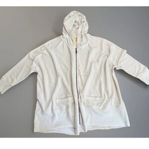 LOLë Hoodie - Oversized Ivory 3/4-sleeves Full-Zip Lightweight Jacket